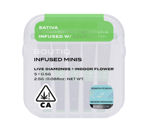 Boutiq Pre Rolls | Infused Minis | Strawberry Tropicana x Sour Slush | Live Diamonds 2.5G